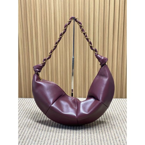 Replica Borsa a tracolla hobo Amalia YSL Saint Laurent Borgogna Imitazione