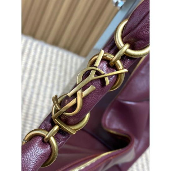 Replica Borsa a tracolla hobo Amalia YSL Saint Laurent Borgogna Imitazione