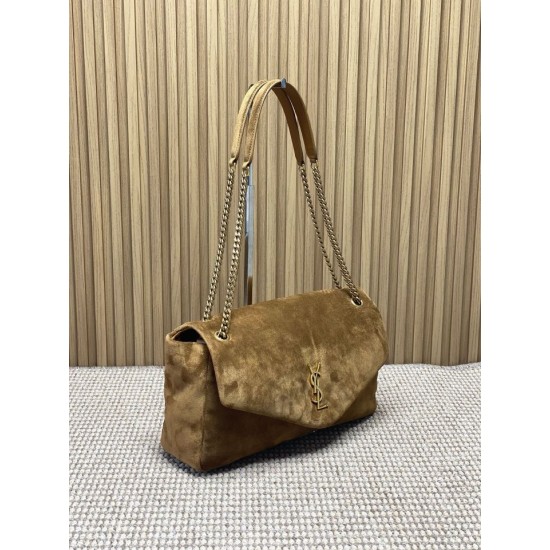 Replica Perfetta Borsa a mano grande Calypso Envelope YSL Saint Laurent scamosciata marrone Imitazioni Outlet Italia