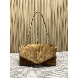 Replica Perfetta Borsa a mano grande Calypso Envelope YSL Saint Laurent scamosciata marrone Imitazioni Outlet Italia