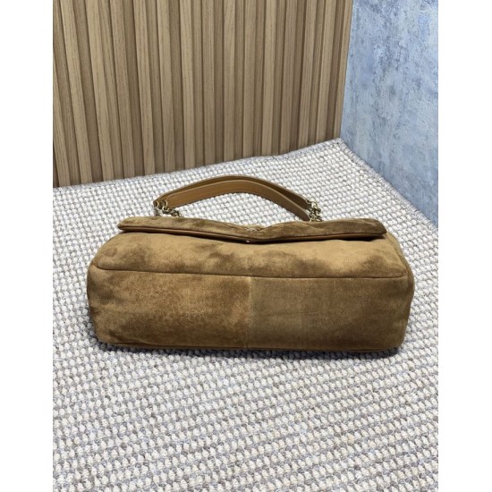 Replica Perfetta Borsa a mano grande Calypso Envelope YSL Saint Laurent scamosciata marrone Imitazioni Outlet Italia