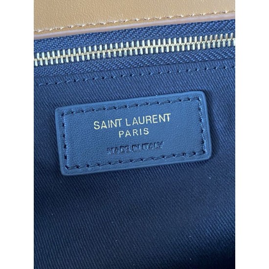 Replica Perfetta Borsa a mano grande Calypso Envelope YSL Saint Laurent scamosciata marrone Imitazioni Outlet Italia