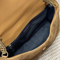 Replica Perfetta Borsa a mano grande Calypso Envelope YSL Saint Laurent scamosciata marrone Imitazioni Outlet Italia