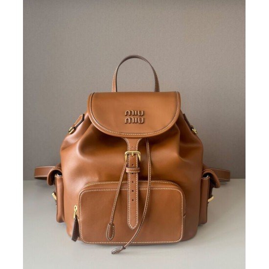 Replica Perfetta Zaino in pelle Miumiu 5BZ042 Marrone Imitazioni Outlet Italia