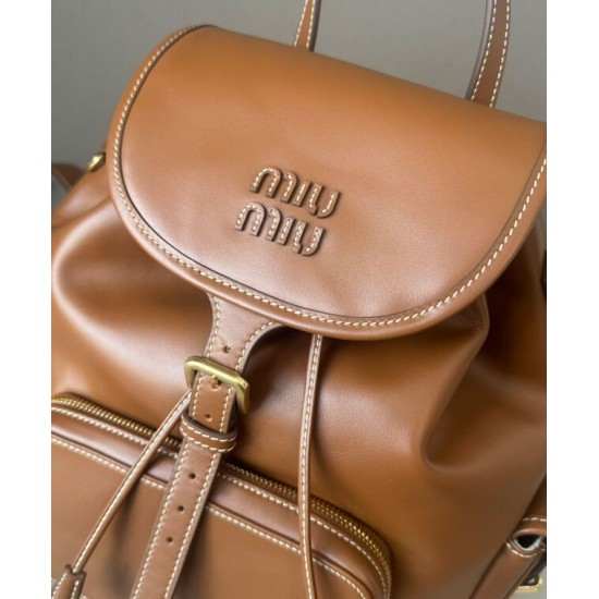 Replica Perfetta Zaino in pelle Miumiu 5BZ042 Marrone Imitazioni Outlet Italia