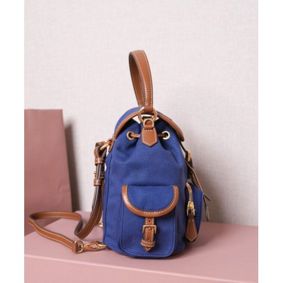 Replica Perfetta Zaino in tela Miumiu 5BZ043 blu Imitazioni Outlet Italia