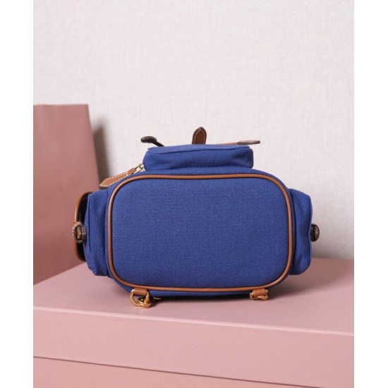 Replica Perfetta Zaino in tela Miumiu 5BZ043 blu Imitazioni Outlet Italia