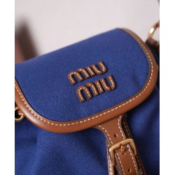Replica Perfetta Zaino in tela Miumiu 5BZ043 blu Imitazioni Outlet Italia