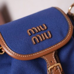Replica Perfetta Zaino in tela Miumiu 5BZ043 blu Imitazioni Outlet Italia