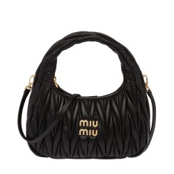Replica Perfetta Borsa hobo mini Miu Miu Wander Matelasse Nero Imitazioni Outlet Italia