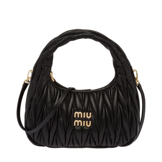 Replica Perfetta Borsa hobo mini Miu Miu Wander Matelasse Nero Imitazioni Outlet Italia