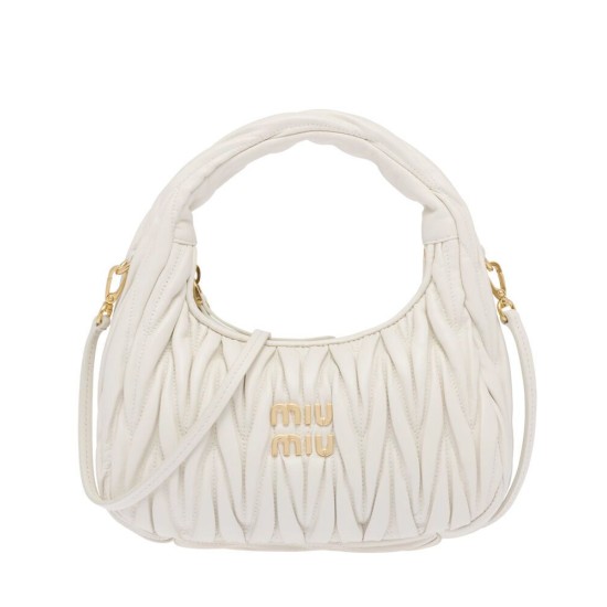 Replica Perfetta Borsa hobo mini Miu Miu Wander Matelasse Bianco Imitazioni Outlet Italia