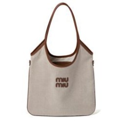 Replica Perfetta Borsa a tracolla in tela Miumiu IVY 5BG231 caffè Imitazioni Outlet Italia