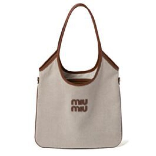 Replica Perfetta Borsa a tracolla in tela Miumiu IVY 5BG231 caffè Imitazioni Outlet Italia