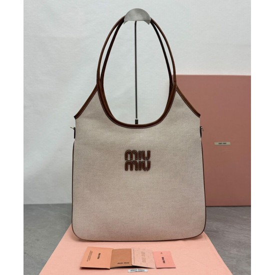 Replica Perfetta Borsa a tracolla in tela Miumiu IVY 5BG231 caffè Imitazioni Outlet Italia