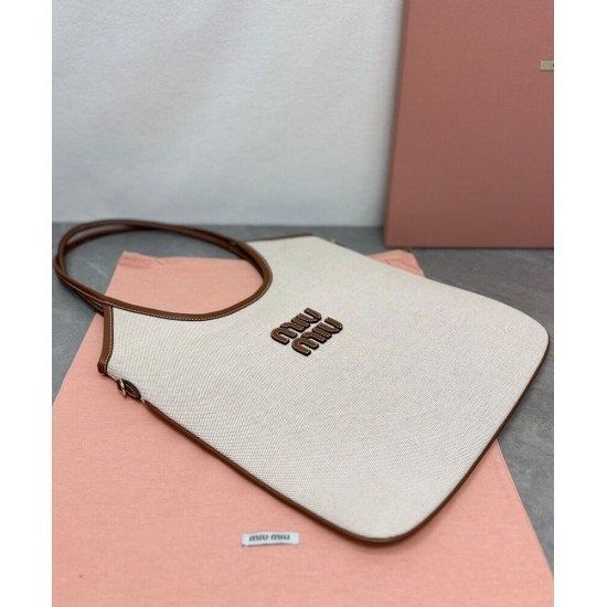 Replica Perfetta Borsa a tracolla in tela Miumiu IVY 5BG231 caffè Imitazioni Outlet Italia