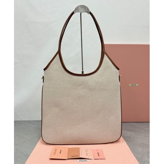 Replica Perfetta Borsa a tracolla in tela Miumiu IVY 5BG231 caffè Imitazioni Outlet Italia