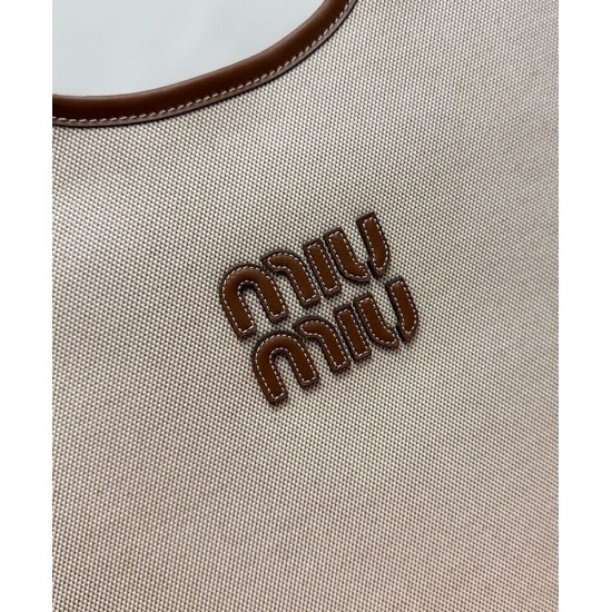 Replica Perfetta Borsa a tracolla in tela Miumiu IVY 5BG231 caffè Imitazioni Outlet Italia