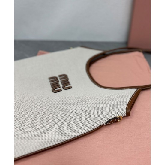 Replica Perfetta Borsa a tracolla in tela Miumiu IVY 5BG231 caffè Imitazioni Outlet Italia