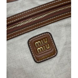 Replica Perfetta Borsa a tracolla in tela Miumiu IVY 5BG231 caffè Imitazioni Outlet Italia