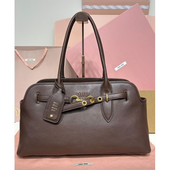 Replica Perfetta Borsa Miumiu Adventure Nappa 5BG310 Caffè Imitazioni Outlet Italia