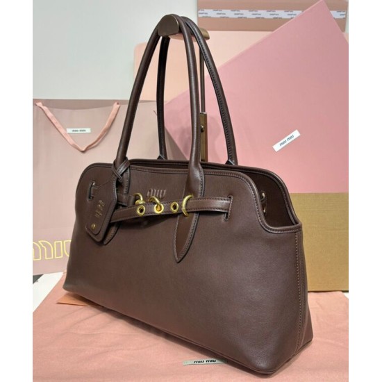 Replica Perfetta Borsa Miumiu Adventure Nappa 5BG310 Caffè Imitazioni Outlet Italia