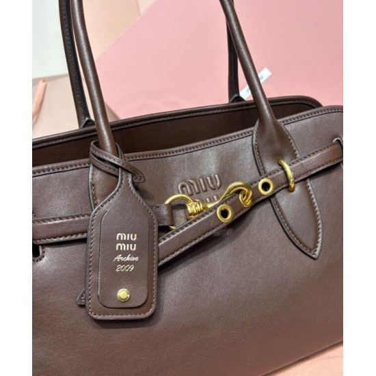 Replica Perfetta Borsa Miumiu Adventure Nappa 5BG310 Caffè Imitazioni Outlet Italia