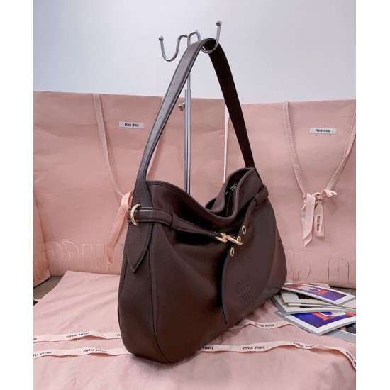 Premium Replica Borsa a tracolla Miumiu Adventure Nappa 5BC181 Caffè False Online Replica Perfetta Borsa a tracolla Miumiu Adventure Nappa 5BC181 Caffè Imitazioni Outlet Italia