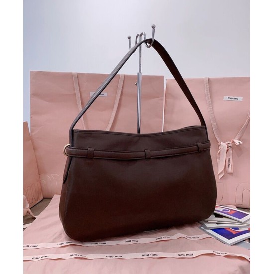 Premium Replica Borsa a tracolla Miumiu Adventure Nappa 5BC181 Caffè False Online Replica Perfetta Borsa a tracolla Miumiu Adventure Nappa 5BC181 Caffè Imitazioni Outlet Italia