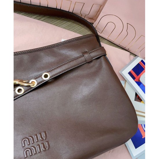 Premium Replica Borsa a tracolla Miumiu Adventure Nappa 5BC181 Caffè False Online Replica Perfetta Borsa a tracolla Miumiu Adventure Nappa 5BC181 Caffè Imitazioni Outlet Italia