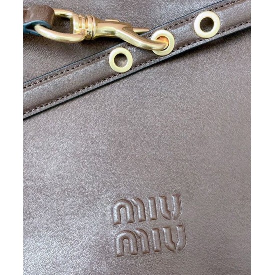 Premium Replica Borsa a tracolla Miumiu Adventure Nappa 5BC181 Caffè False Online Replica Perfetta Borsa a tracolla Miumiu Adventure Nappa 5BC181 Caffè Imitazioni Outlet Italia