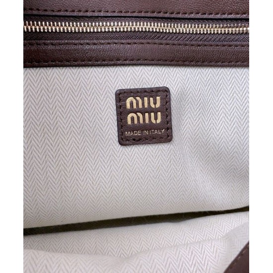 Premium Replica Borsa a tracolla Miumiu Adventure Nappa 5BC181 Caffè False Online Replica Perfetta Borsa a tracolla Miumiu Adventure Nappa 5BC181 Caffè Imitazioni Outlet Italia
