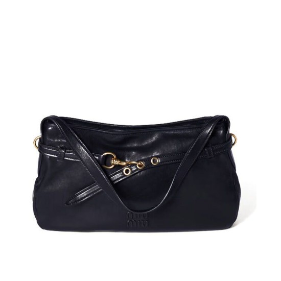 Replica Perfetta Borsa a tracolla Miumiu Adventure Nappa 5BC181 Nero Imitazioni Outlet Italia