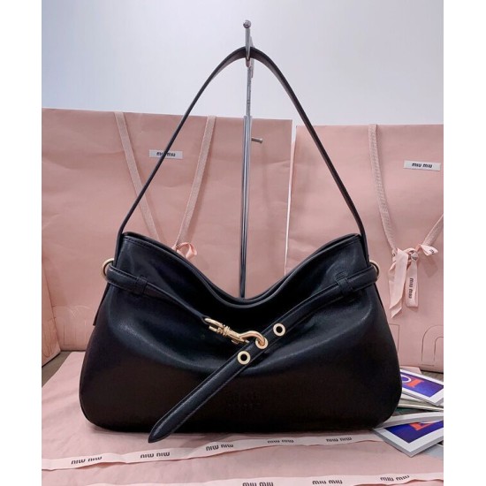 Replica Perfetta Borsa a tracolla Miumiu Adventure Nappa 5BC181 Nero Imitazioni Outlet Italia
