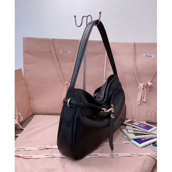 Replica Perfetta Borsa a tracolla Miumiu Adventure Nappa 5BC181 Nero Imitazioni Outlet Italia