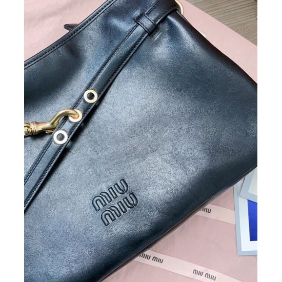 Replica Perfetta Borsa a tracolla Miumiu Adventure Nappa 5BC181 Nero Imitazioni Outlet Italia