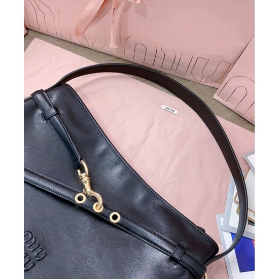 Replica Perfetta Borsa a tracolla Miumiu Adventure Nappa 5BC181 Nero Imitazioni Outlet Italia