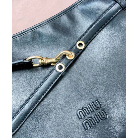 Replica Perfetta Borsa a tracolla Miumiu Adventure Nappa 5BC181 Nero Imitazioni Outlet Italia