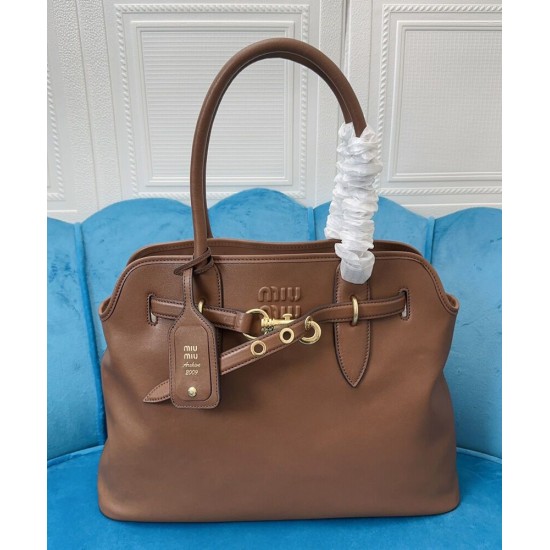 Replica Perfetta Borsa tote Miu Miu Adventure nappa 5BG291 Caffè Imitazioni Outlet Italia