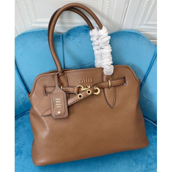 Replica Perfetta Borsa tote Miu Miu Adventure nappa 5BG291 Caffè Imitazioni Outlet Italia