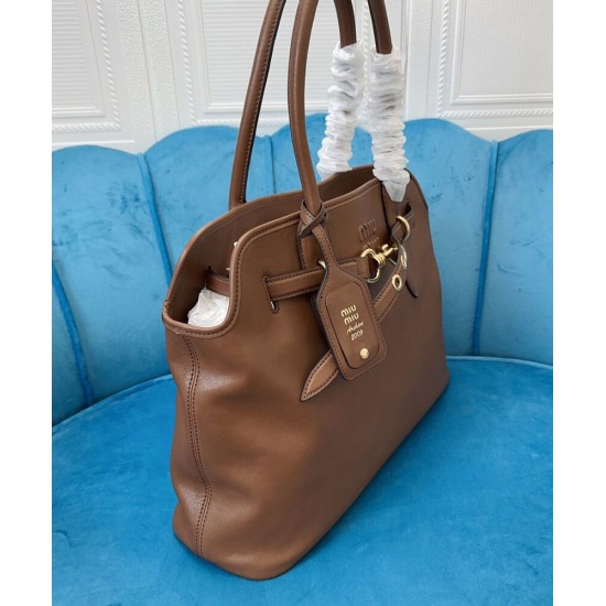Replica Perfetta Borsa tote Miu Miu Adventure nappa 5BG291 Caffè Imitazioni Outlet Italia