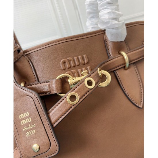 Replica Perfetta Borsa tote Miu Miu Adventure nappa 5BG291 Caffè Imitazioni Outlet Italia