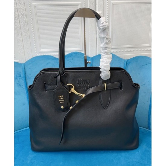 Premium Replica Borsa tote Miu Miu Adventure nappa 5BG291 Nero False Online Replica Perfetta Borsa tote Miu Miu Adventure nappa 5BG291 Nero Imitazioni Outlet Italia