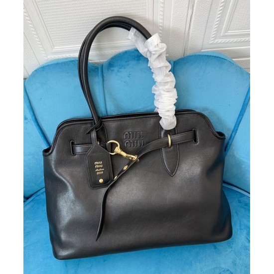 Premium Replica Borsa tote Miu Miu Adventure nappa 5BG291 Nero False Online Replica Perfetta Borsa tote Miu Miu Adventure nappa 5BG291 Nero Imitazioni Outlet Italia