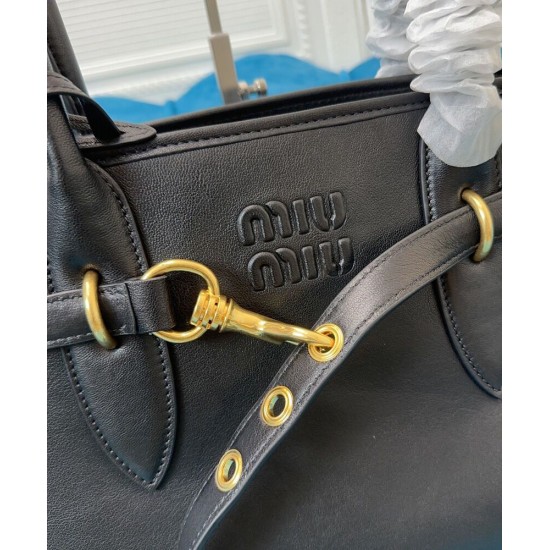 Premium Replica Borsa tote Miu Miu Adventure nappa 5BG291 Nero False Online Replica Perfetta Borsa tote Miu Miu Adventure nappa 5BG291 Nero Imitazioni Outlet Italia