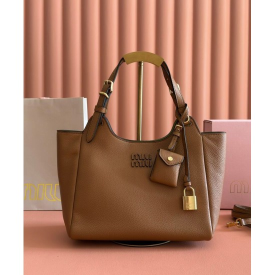 Replica Perfetta Borsa a mano Miu Miu Hobo tote 5BA304 Marrone Imitazioni Outlet Italia