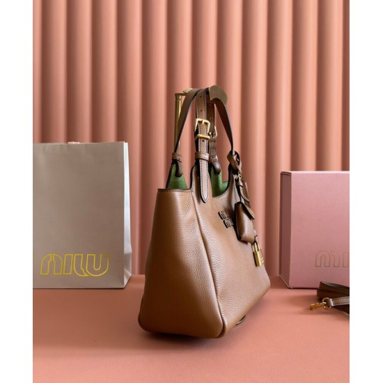 Replica Perfetta Borsa a mano Miu Miu Hobo tote 5BA304 Marrone Imitazioni Outlet Italia