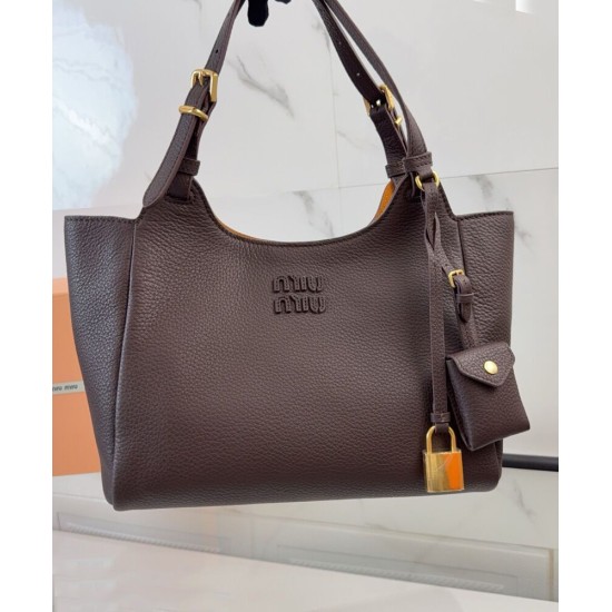 Replica Perfetta Borsa a mano Miu Miu Hobo tote 5BA304 Caffè Imitazioni Outlet Italia