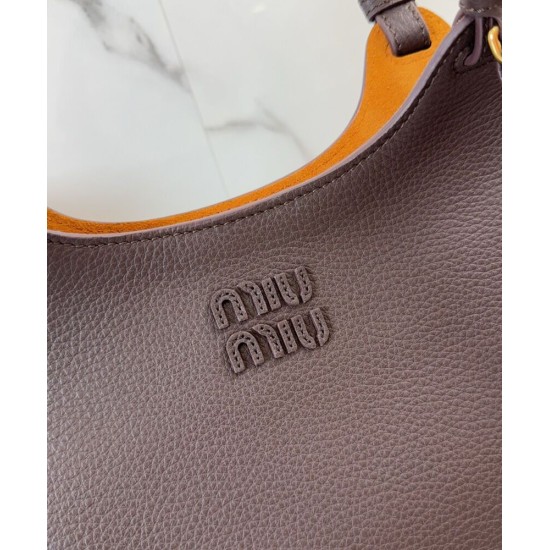Replica Perfetta Borsa a mano Miu Miu Hobo tote 5BA304 Caffè Imitazioni Outlet Italia