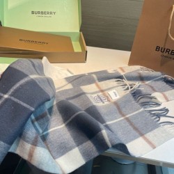 Premio Replica Sciarpa Burberry Check Classical cashmere grigio/blu 30 x 168 Imitazioni False Online